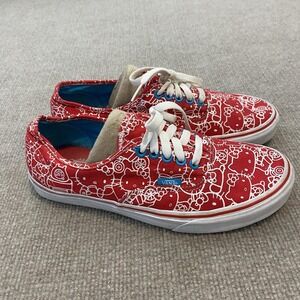 Vans Authentic Hello Kitty Shoes Womens 9.5 Red Canvas Low Top Skate Sneakers